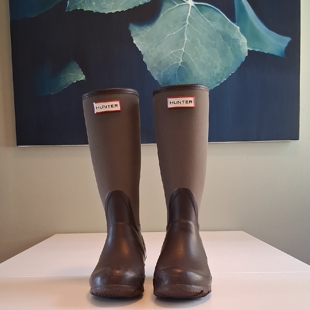 Hunter Arlen Dark Brown and Green Rain Boots